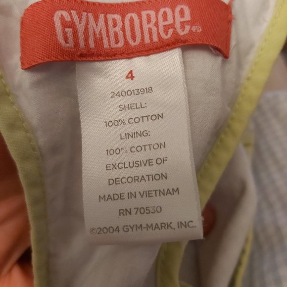 Gymboree dress light blue and white check with lime green trim - Picture 4 of 4